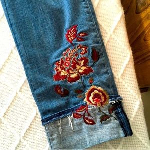 WHBM embroidered girlfriend jeans